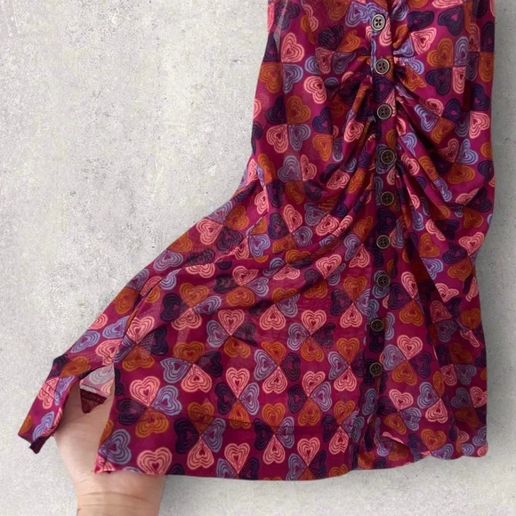 Free People Heart Patterned Mesh Collared Button Front Sleeveless Top Size XS - Picture 6 of 12